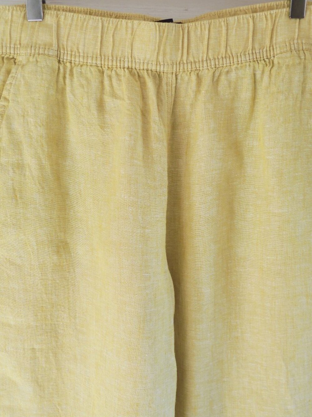 Tahari Yellow Euro Flax Linen Wide Leg Lagenlook Pants M - Picture 3 of 7